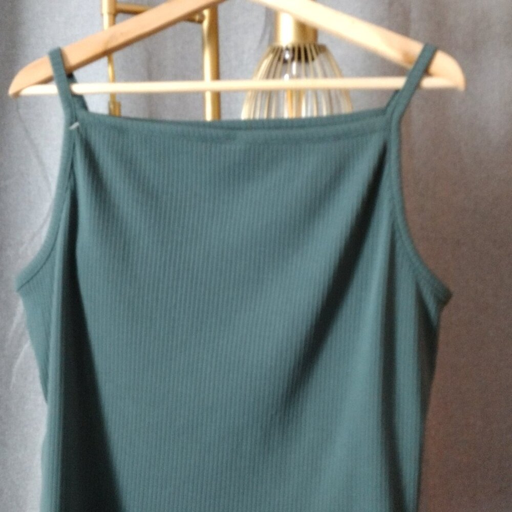 Old Navy Ribbed Tank Top XL Green Stretch Cami Sleeveless Basic Casual - Picture 4 of 6